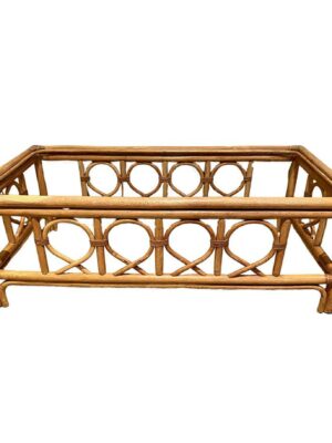 Vintage Rattan and Cane Coffee Table with glass top
