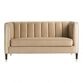 A velvet tufted loveseat with high back in beige 