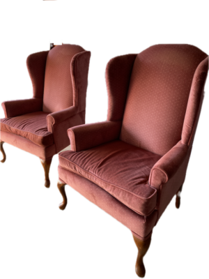 Mauve Velvet Vintage Wingback Chairs