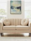 Cream Velvet Channel Loveseat