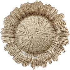 The reef design glass champagne colored charger plate