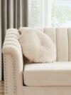Cream Velvet Channel Loveseat