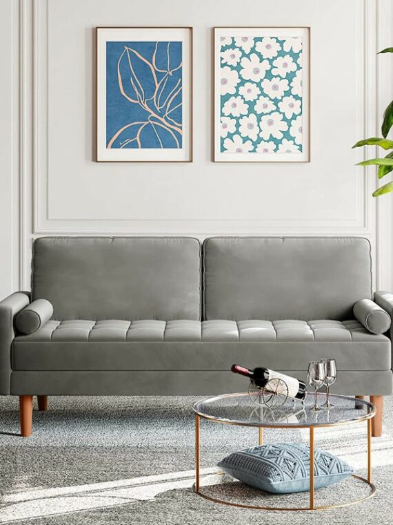 Light Grey Velvet Sofa