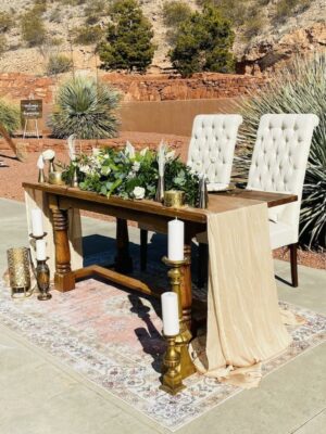 6 ft wooden farm style table with detailed heavy legs 