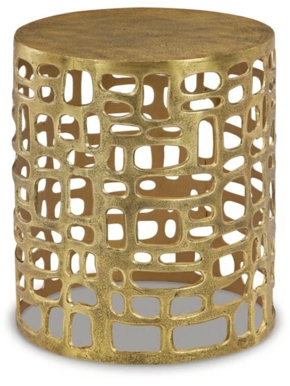 Gold metal "poured" look modern accent table