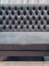 Grey Velvet High Back Settee
