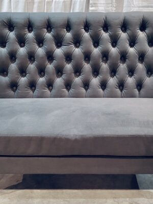 Grey Velvet High Back Settee