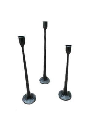 Black Iron Taper Candlesticks - Set of 3