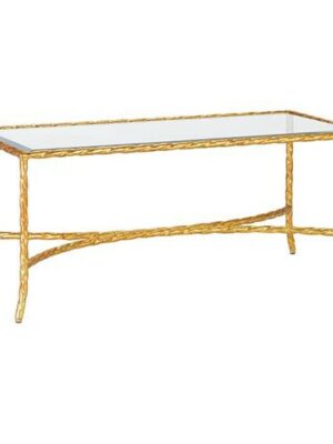 Gold and Glass Rectangular Coffee Table