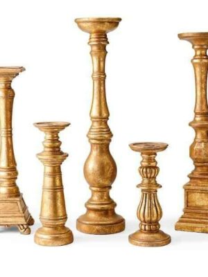 Gold Chunky Candlestick Set of 5