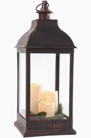 Large dark bronze candle lantern