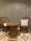 Rattan Vintage Cocktail Table & Chair Set
