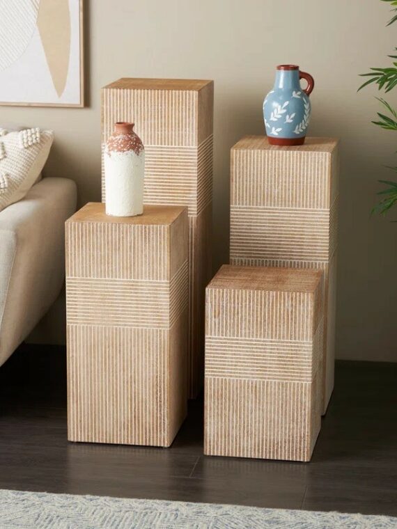 Wooden Pedestals - Striped Motif