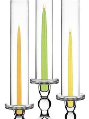 Candle Holders Glass taper or pillar style. - Set of 3