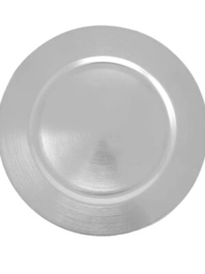 CHARGER PLATE - SILVER MELAMINE PLAIN EDGE