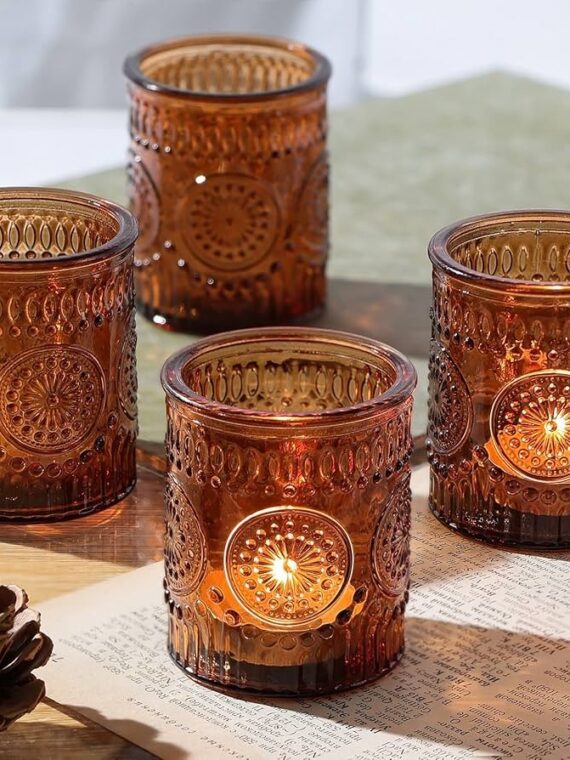 Votive Holder - Amber Medallion